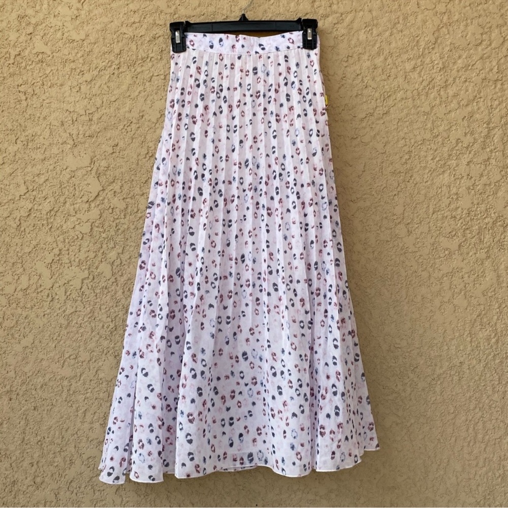NWT Japna Pink Leopard Pleated Maxi Skirt SZ XS